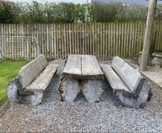 Large Cedar Wood Table & Benches