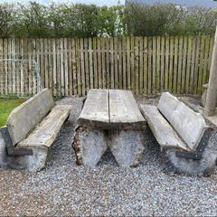Large Cedar Wood Table & Benches