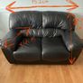 2 Seater Leather Look Black Sofa Image 9