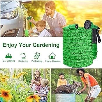 NEW SALE |  Garden Hose Pipe,Garden Hosepipes,Magic Lightweight Watering Hose Pipe with 8-Pattern Water Spray (25ft, Green)