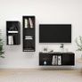 3 Piece TV Cabinet Set High Gloss Black Chipboard Image 5