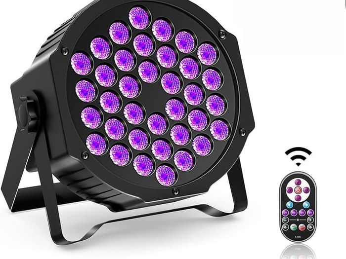 UV Black Lights, 72W 36 LED Par Light by Remote and DMX Disco Blacklight Spotlight for Glow Fluorescent Party DJ Disco Bar Stage Lighting Shows