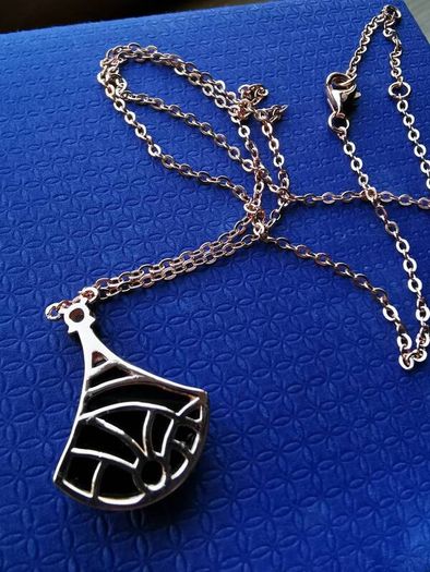 Sliver with  black agate necklace