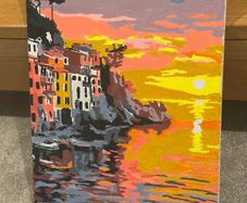 Handmade Original Painting - Cinque Terre Sunset - Acrylic on Canvas