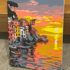 Handmade Original Painting - Cinque Terre Sunset - Acrylic on Canvas