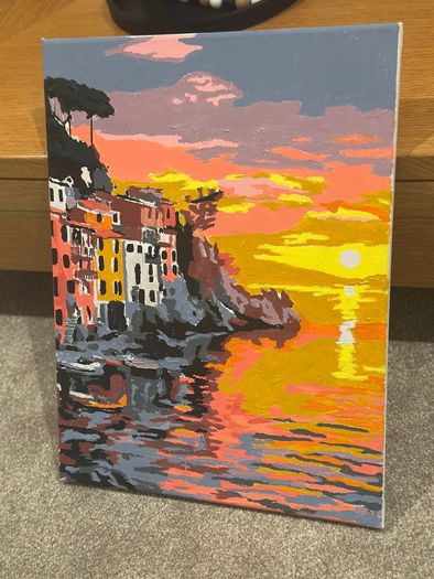 Handmade Original Painting - Cinque Terre Sunset - Acrylic on Canvas
