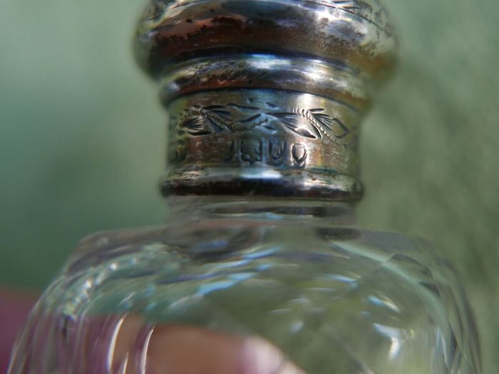 Antique Edwardian 1800s Set 5 Sterling Silver Cut Glass Vanity Pin Bottles Jars