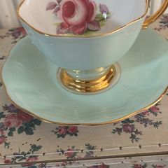 Vintage Royal Albert Turquoise & Rose Duo