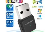 Wavlink AC600 (600Mbps) Dual Band (2.4G/5G) Wi-Fi USB Adapter/Dongle+Hotspot (Brand New/Warranty)
