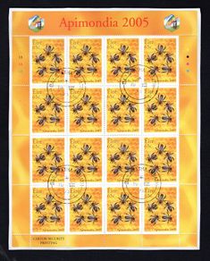 2005 Ireland Apimondia (Bee-Keeling) Commemorative Stamp Sheetlet Plate 1A1A1A1A Mint Fine CDS Used with Dublin cancel of 19th August 2005 (First day of issued) on envelope extract