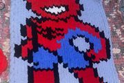 Spiderman Inspired chunky knit blanket - Handmade