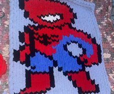 Spiderman Inspired chunky knit blanket - Handmade