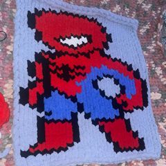 Spiderman Inspired chunky knit blanket - Handmade