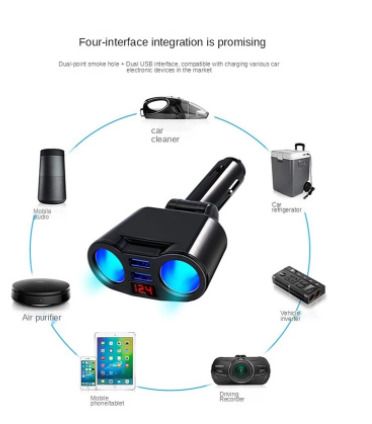 BRAND NEW Car Cigarette Lighter Dual USB Ports  DC 12-24V 3.1A