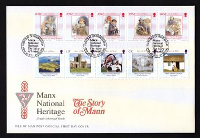 2004 Isle of Man Manx National Heritage. The Story of Mann Commemorative Stamps First Day Cover (FDC)