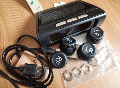 Solar tire pressure monitor, wireless