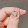 Crescent Moon Star Adjustable Crystal Gold Tone Ring Image 4
