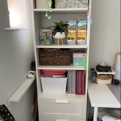 white shelves