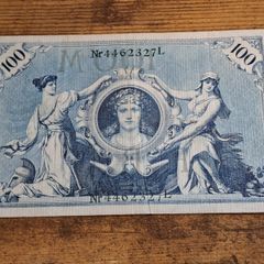 German Empire, 100 Mark 1908, 7 February 1908, circulated, green seal - free standard postage