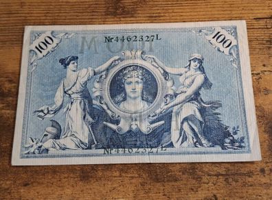German Empire, 100 Mark 1908, 7 February 1908, circulated, green seal - free standard postage