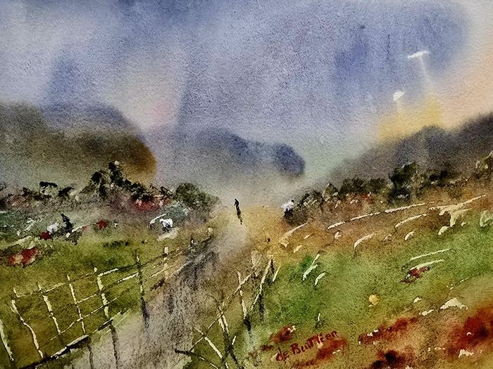 back on the land watercolour