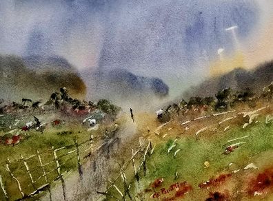 back on the land watercolour