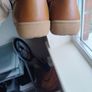 Ladies tan moccasin style shoes Image 4