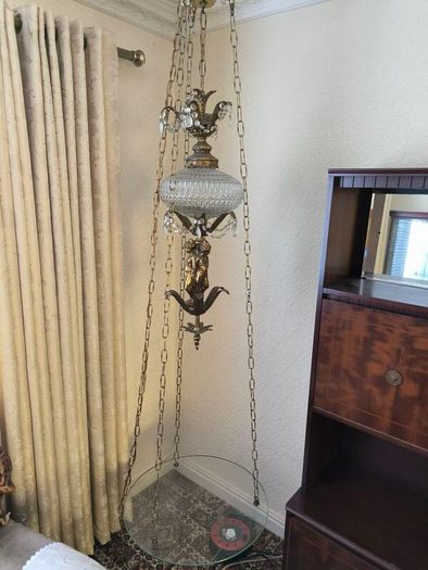 Hanging Swag Lamp & Matching Table