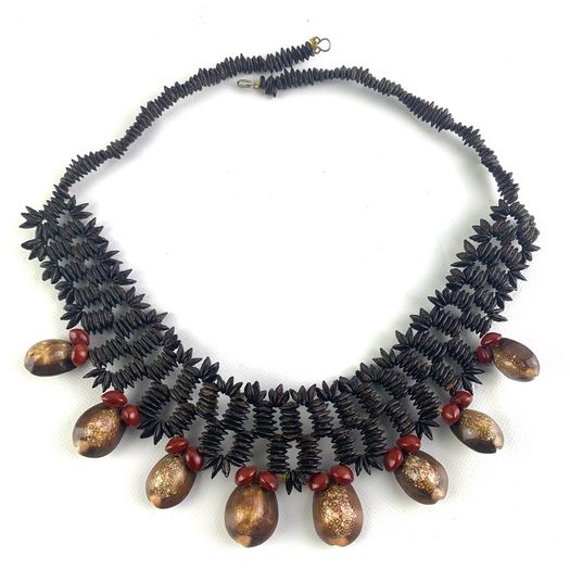 Vintage Tribal Necklace With Seeds And Shells