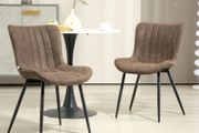 Set of 2 modern tufted dining chairs for living room, dining room, bedroom, brown