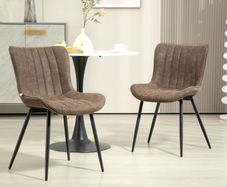 Set of 2 modern tufted dining chairs for living room, dining room, bedroom, brown