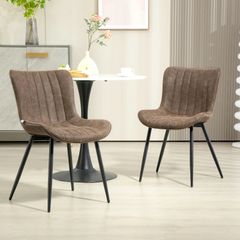 Set of 2 modern tufted dining chairs for living room, dining room, bedroom, brown