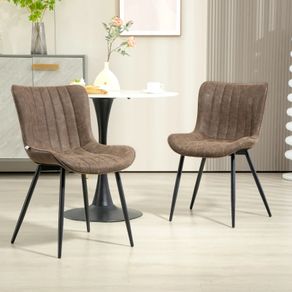 Set of 2 modern tufted dining chairs for living room, dining room, bedroom, brown