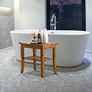 Teak Shower Bench, Spa Bath Shower Stool with Storage Shelf, Wooden Seat Stool for Bathroom Image 6