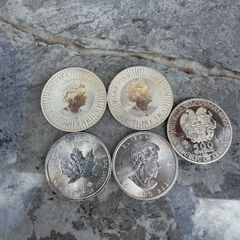 Silver coins Weight  1 oz 31.16g Canadian Silver Maple Australian Kangaroo