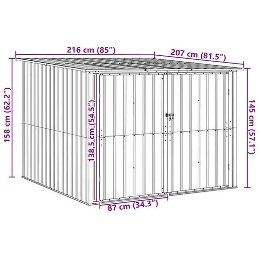 Bike Shed 3 pcs Brown 215 x 206 x 157 cm Metal