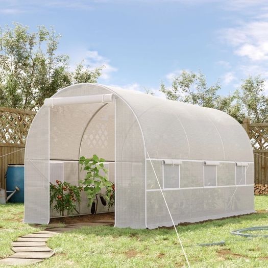 4 x 2 x 2m Walk-in Greenhouse Plant Growth Tent Warm House Gardening Tunnel Outdoor PE cloth Metal Frame