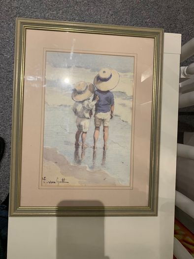 Prints E.Van Goethem (1857-1924) -Watercolour, Sun Hats