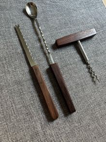 Vintage Teak-Handled Bar Tool Set (3 Pieces)