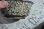 Middle Eastern Brass Bowl with Fine Incised Engravings and Floral Motifs, Postage available or Collection