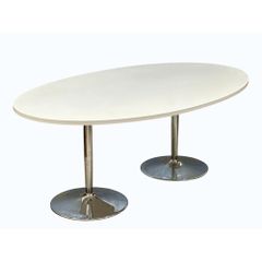 Vintage Mid Century Modern Space Age Italian chrome base dining table. 200x120x77.5cm