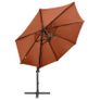 Cantilever Umbrella with Pole and LED Lights Terracotta 300 cm Image 3