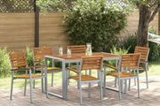 Garden Dining Set 7 pcs Grey and brown Solid acacia wood