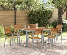 Garden Dining Set 7 pcs Grey and brown Solid acacia wood
