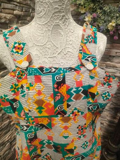 Vintage Pinafore summer dress abstract pattern Made in Ireland size Small Postage included