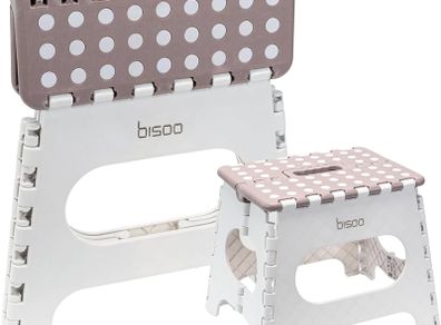 Step Stool  27 cm / 11 in Folding Step Stool for Toddler Kids & Adults - Cute Color for Bathroom, Kitchen & Bedroom - High Folding Step Stool Portable, Non-Slip & Up to 330bs / 250Kg - Mocha
