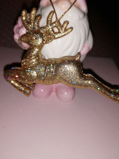 Pair of Gold Shimmering Reindeers