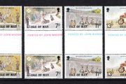 1977 Isle of Man Linked Anniversaries (FA Applebee, St John Ambulance, Scouts working scoreboard &amp; John Williams) Commemorative Stamp Gutter Pairs Mounted Mint (Mount in gutter)