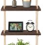 BRAND NEW 3 Tiers Rustic Wooden Wall Hanging Rope Shelf Mounted Floating Storage Unit Home Image 2