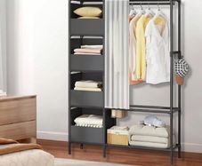New Metal Clothes Rail with Storage Shelves